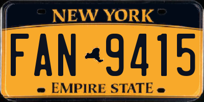 NY license plate FAN9415