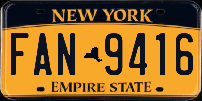 NY license plate FAN9416