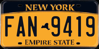 NY license plate FAN9419