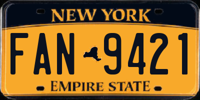 NY license plate FAN9421