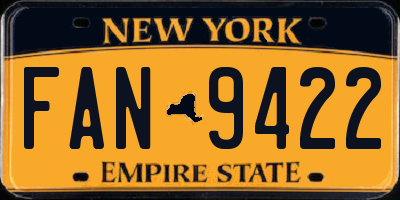 NY license plate FAN9422