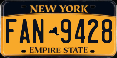 NY license plate FAN9428