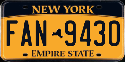 NY license plate FAN9430