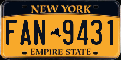 NY license plate FAN9431