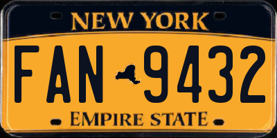 NY license plate FAN9432