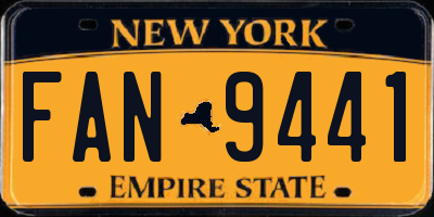 NY license plate FAN9441