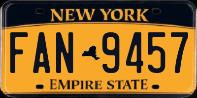 NY license plate FAN9457