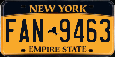 NY license plate FAN9463