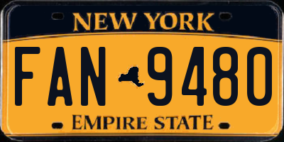 NY license plate FAN9480