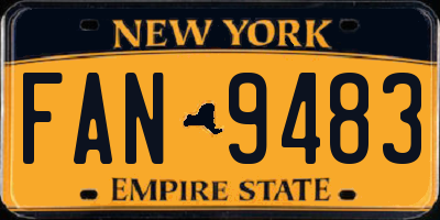 NY license plate FAN9483