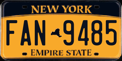 NY license plate FAN9485