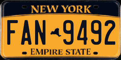 NY license plate FAN9492