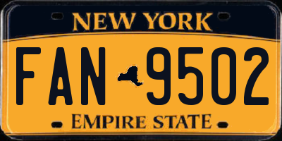 NY license plate FAN9502