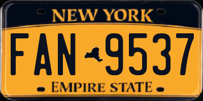 NY license plate FAN9537