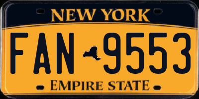 NY license plate FAN9553