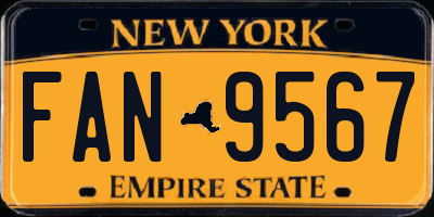 NY license plate FAN9567
