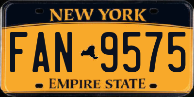NY license plate FAN9575
