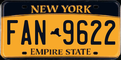 NY license plate FAN9622