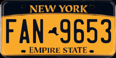 NY license plate FAN9653