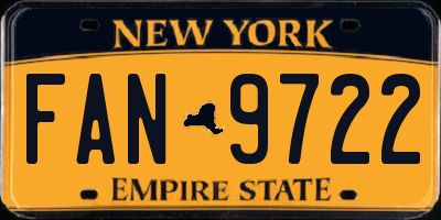 NY license plate FAN9722