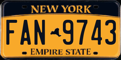 NY license plate FAN9743