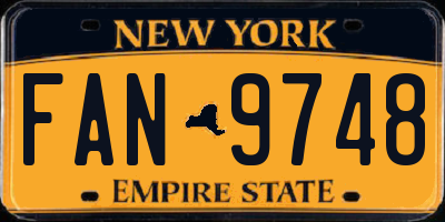 NY license plate FAN9748