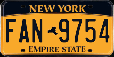 NY license plate FAN9754