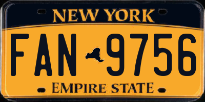 NY license plate FAN9756