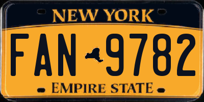 NY license plate FAN9782