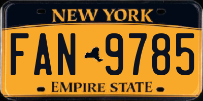 NY license plate FAN9785