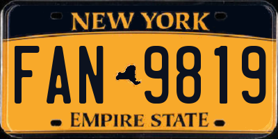 NY license plate FAN9819
