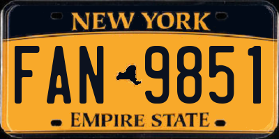 NY license plate FAN9851