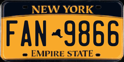 NY license plate FAN9866