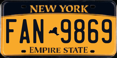 NY license plate FAN9869