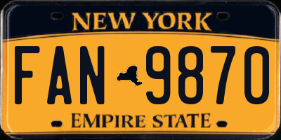 NY license plate FAN9870