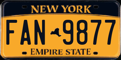 NY license plate FAN9877