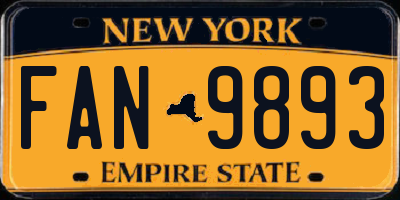 NY license plate FAN9893