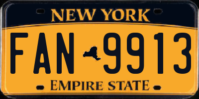 NY license plate FAN9913