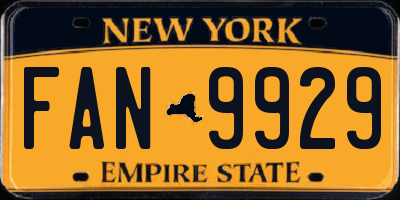 NY license plate FAN9929
