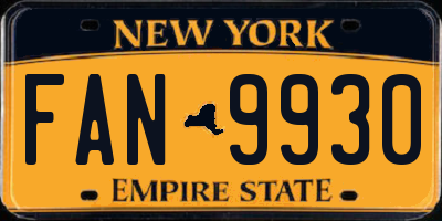 NY license plate FAN9930