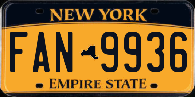 NY license plate FAN9936