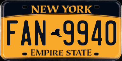 NY license plate FAN9940