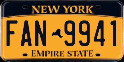 NY license plate FAN9941
