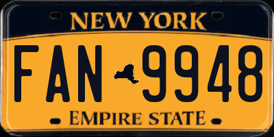 NY license plate FAN9948