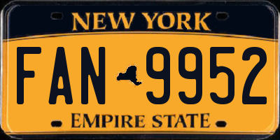 NY license plate FAN9952