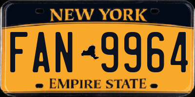 NY license plate FAN9964