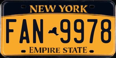 NY license plate FAN9978