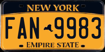 NY license plate FAN9983