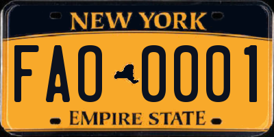 NY license plate FAO0001