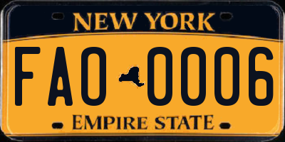 NY license plate FAO0006